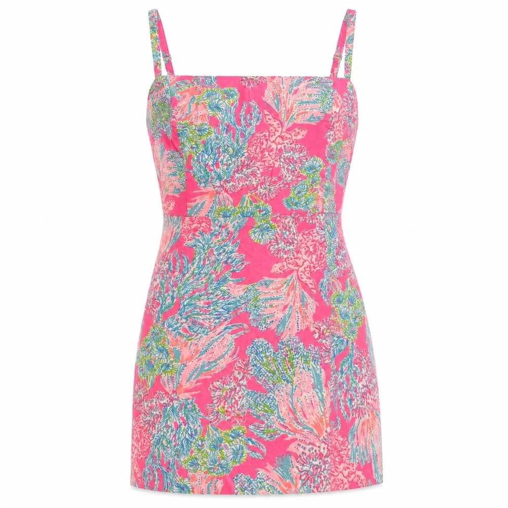 Lilly Pulitzer Veda Skirted Romper 14 Pink Floral Coastal Preppy Built-In Shorts